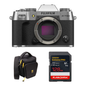 FUJIFILM X-T50 Mirrorless Camera with Basic Bundle (Silver)