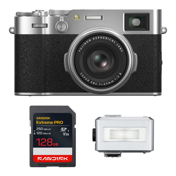 FUJIFILM X100VI Digital Camera with Flash & Memory Kit (Silver)