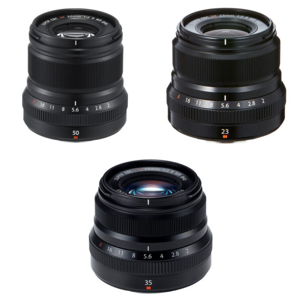 FUJIFILM XF 50mm, 35mm, and 23mm f/2 WR Lenses Kit (Black) view 4