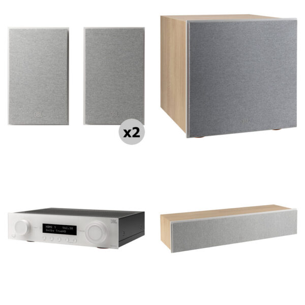 JBL MA510 5.2-Channel A/V Receiver and 5.1 Surround Sound Speaker Kit (Latte/White) view 5