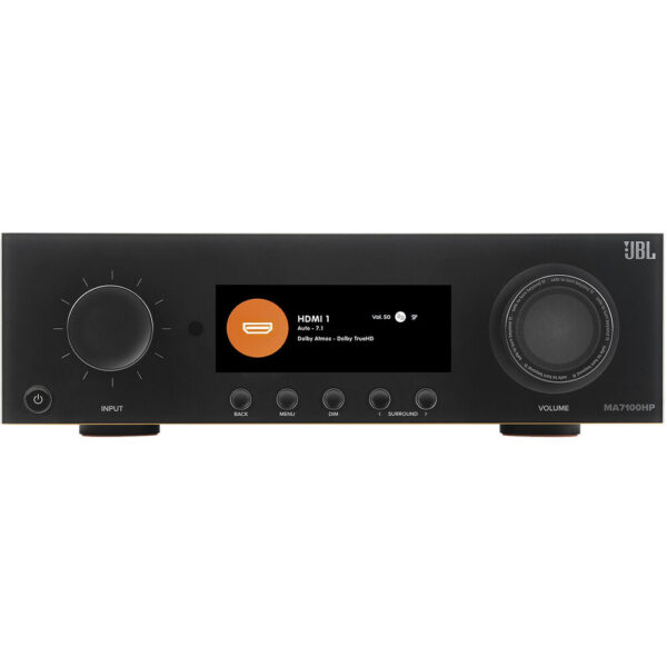 JBL MA710 7.2-Channel A/V Receiver & 5.1.2 Atmos Surround Sound Speakers Kit (Espresso/Black) view 3