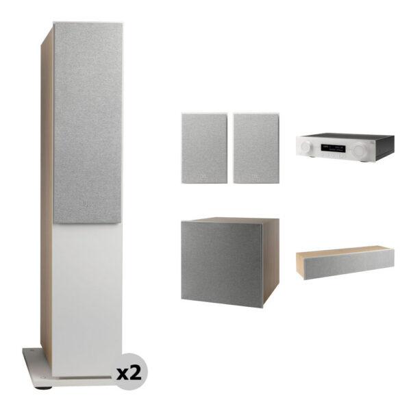 JBL MA710 7.2-Channel A/V Receiver & 5.1 Surround Sound Speaker Kit (Latte/White) view 6