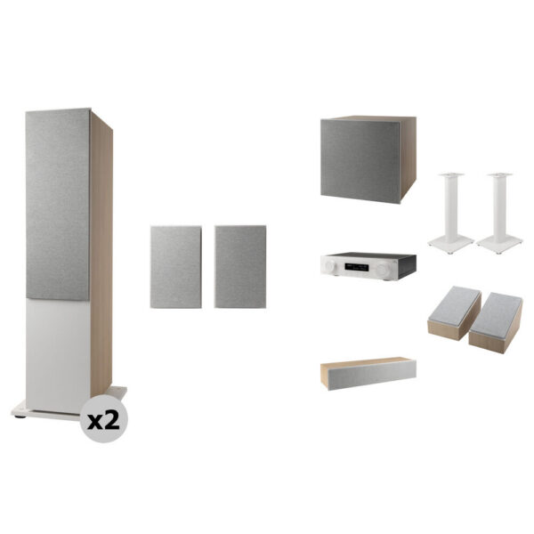 JBL MA710 7.2-Channel A/V Receiver with 5.1.2 Atmos Speakers and Stands Kit (Latte/White) view 8