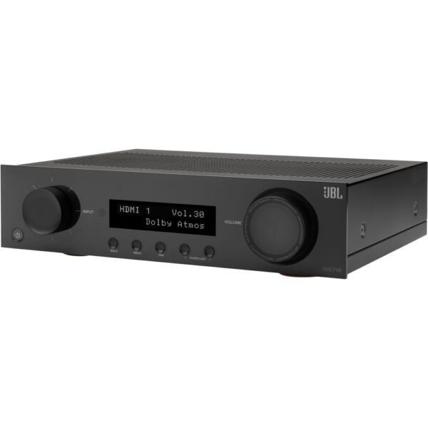 JBL MA710 7.2-Channel A/V Receiver with 5.1.2 Atmos Surround Sound Speakers and Speaker Stand Kit (Espresso/Black) view 3