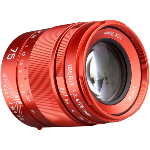 KIPON Iberit 75mm f/2.4 Lens for Leica M (Red) view 3