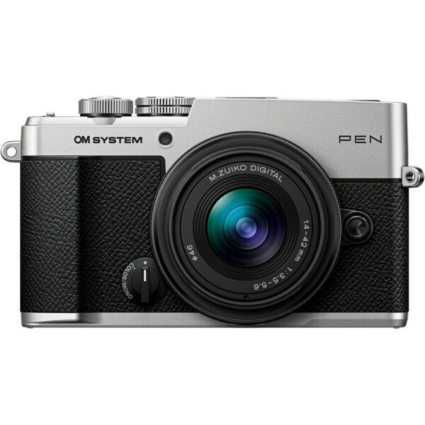 OM SYSTEM PEN Mirrorless Camera with 14-42mm III Lens (Silver) view 3