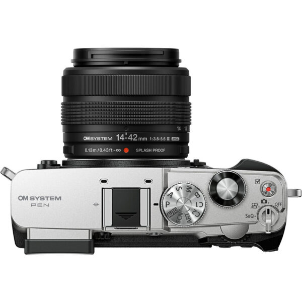 OM SYSTEM PEN Mirrorless Camera with 14-42mm III Lens (Silver) view 7