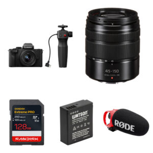 Panasonic LUMIX G100D Mirrorless Camera with 12-32mm f/3.5-5.6 and 45-150mm f/4-5.6 Lenses and Content Creation Kit (Black)