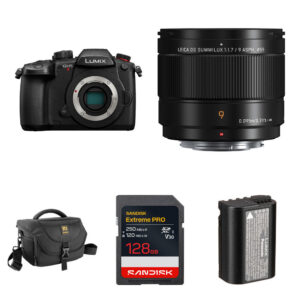 Panasonic LUMIX GH5 II Mirrorless Camera with 9mm f/1.7 Lens and Essentials+ Kit (Black)