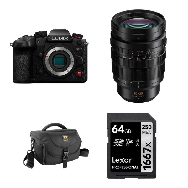 Panasonic LUMIX GH7 Mirrorless Camera with 10-25mm f/1.7 Lens and Basic Bundle (Black)
