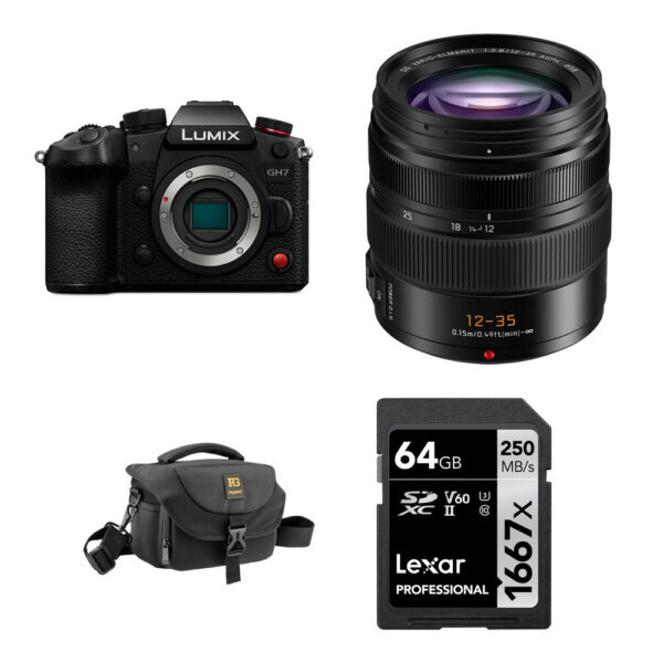 Panasonic LUMIX GH7 Mirrorless Camera with 12-35mm f/2.8 Lens and Basic Bundle (Black)