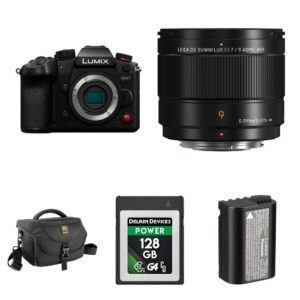 Panasonic LUMIX GH7 Mirrorless camera with 9mm f/1.7 Lens and Essentials+ Kit (Black)