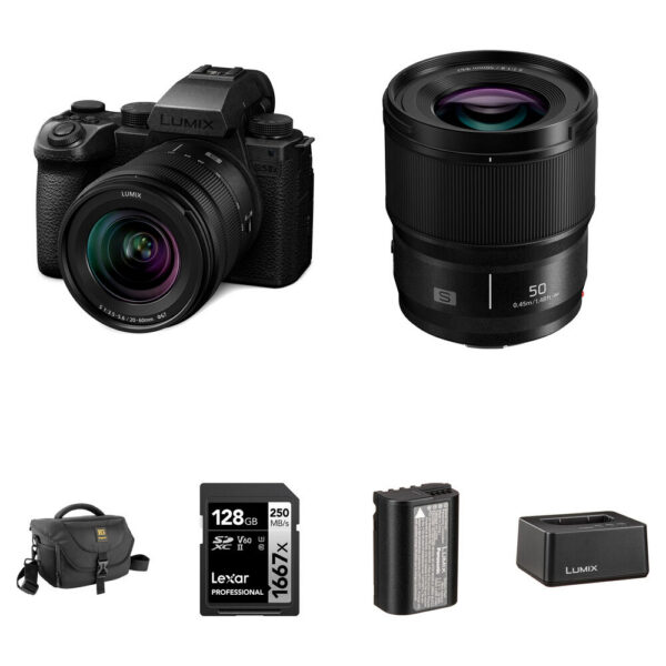Panasonic LUMIX S5 IIX Mirrorless Camera with 20-60mm f/3.5-5.6 and 50mm f/1.8 Lenses and Essentials+ Kit
