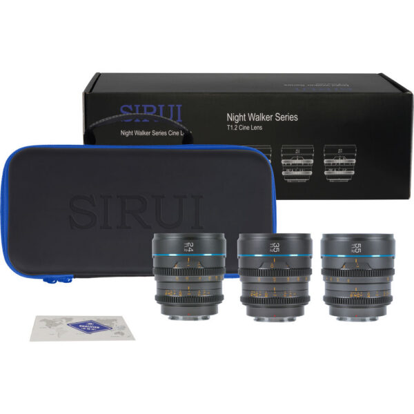Sirui Night Walker T1.2 S35 Cine 3-Lens Set (Leica L, Gunmetal Gray) view 8