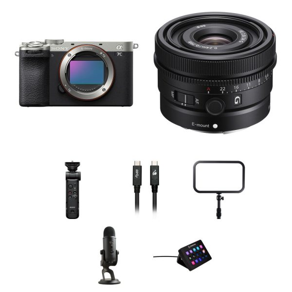 Sony a7C II Mirrorless Camera with 24mm f/2.8 Lens and Live Streaming Kit (Silver)