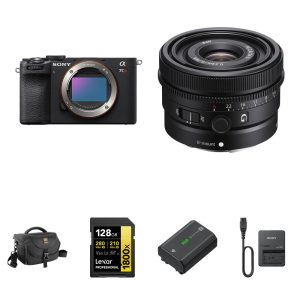 Sony a7CR Mirrorless Camera with 24mm f/2.8 Lens and Essentials+ Kit (Black)