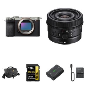 Sony a7CR Mirrorless Camera with 24mm f/2.8 Lens and Essentials+ Kit (Silver)