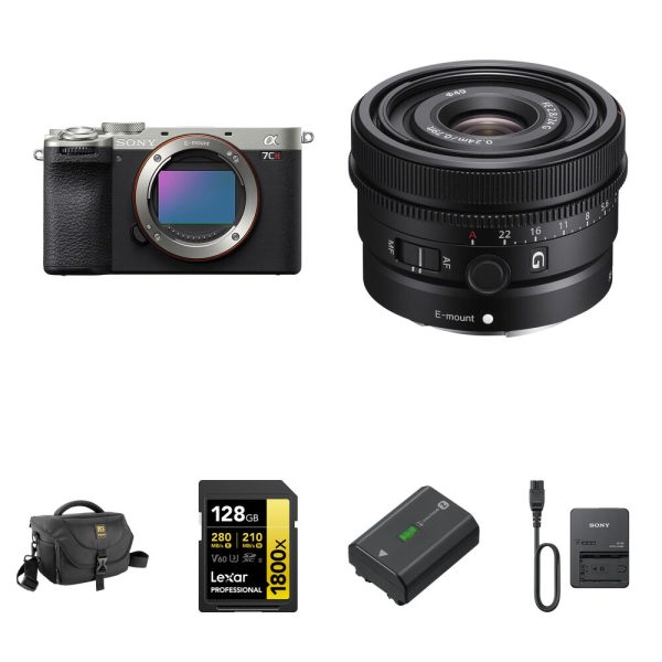 Sony a7CR Mirrorless Camera with 24mm f/2.8 Lens and Essentials+ Kit (Silver)