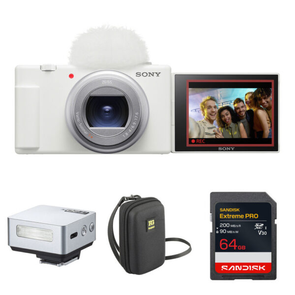 Sony ZV-1 II Digital Camera with Flash & Memory Kit (White)