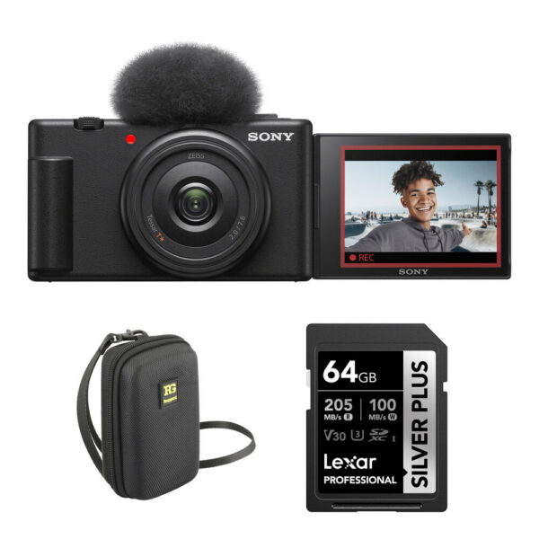 Sony ZV-1F Vlogging Camera with Complete Starter Bundle (Black)
