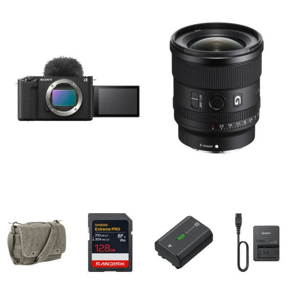 Sony ZV-E1 Mirrorless Camera with 20mm f/1.8 Lens and Essentials+ Kit (Black)