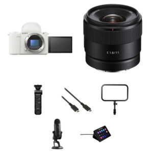Sony ZV-E10 II Mirrorless Camera with 11mm f/1.8 Lens and Live Streaming Kit (White)