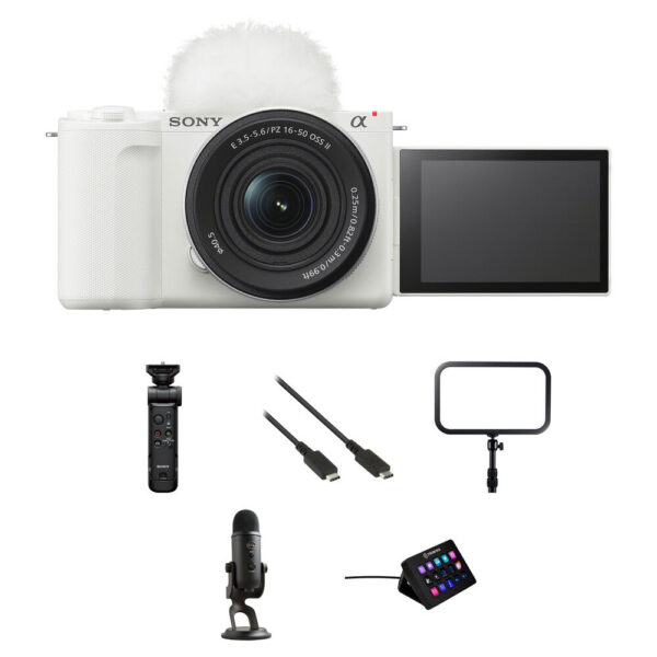 Sony ZV-E10 II Mirrorless Camera with 16-50mm f/3.5-5.6 Lens and Live Streaming Kit (White)