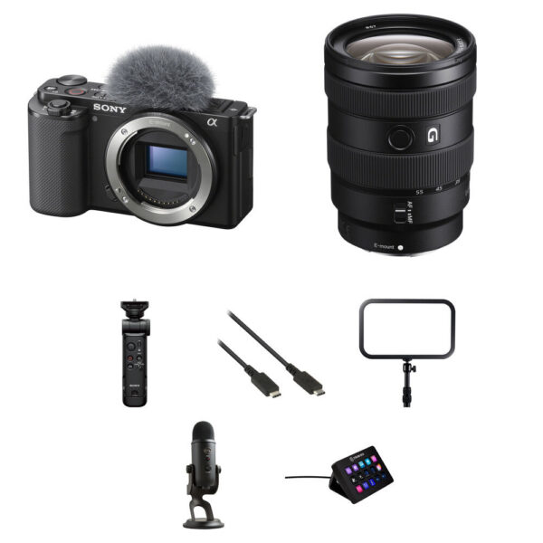 Sony ZV-E10 Mirrorless Camera with 16-55mm f/2.8 Lens and Live Streaming Kit (Black)