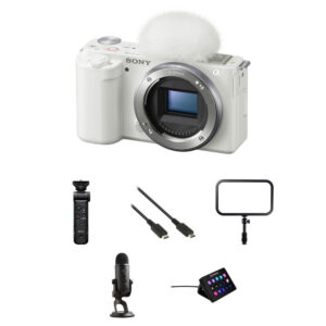 Sony ZV-E10 Mirrorless Camera with Live Streaming Kit (White)
