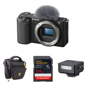 Sony ZV-E10 Mirrorless Camera with Mini Flash Kit (Black)