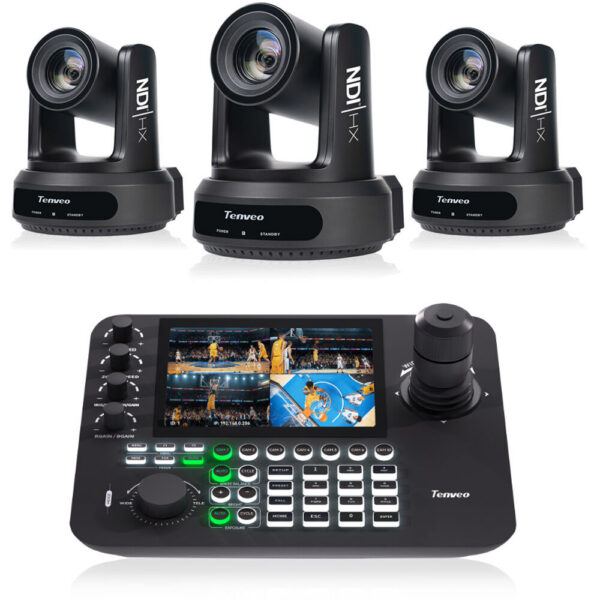 Tenveo All-in-One 1080p SDI/HDMI/USB/NDI PTZ 3-Camera Kit with Joystick Camera Controller