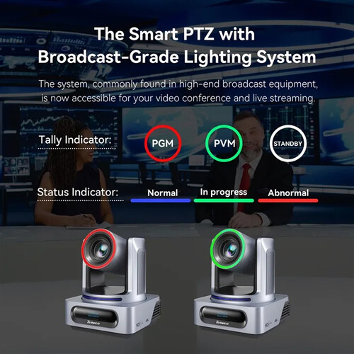 Tenveo UHD 4K30 NDI HX 2 PTZ 2-Camera Kit with Auto-Tracking & Joystick Controller view 2
