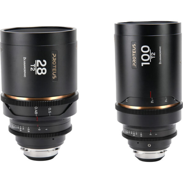 Venus Optics Laowa Proteus 2x Anamorphic 28 & 100mm T2 Lens Bundle (PL/EF, Feet, Amber Flare) view 3