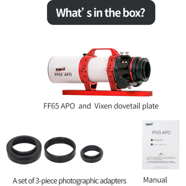 ZWO FF65mm Astronomical Telescope view 3