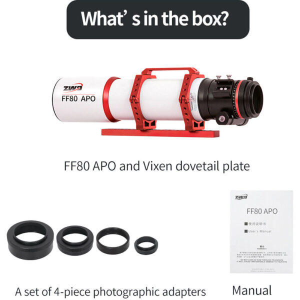 ZWO FF80 APO Astronomical Telescope (OTA Only) view 3